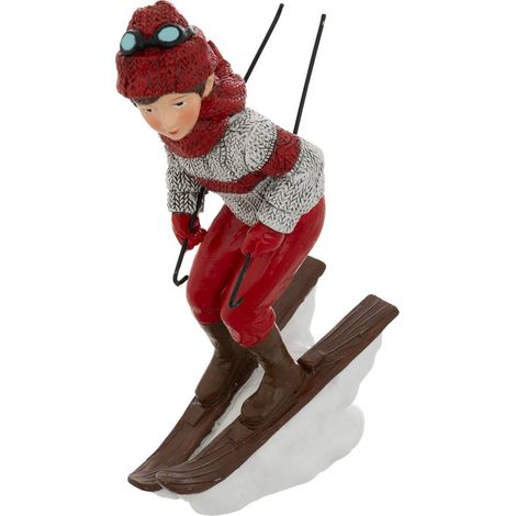 Sciatore in resina rossa h19.5 2ass - Feeric lights & christmas