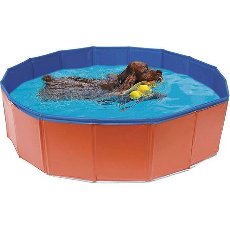 Piscine pliable pour chien, baignoire-douche pour chien/chat/animal, jeu d'extérieur - rouge (80  30 cm) (1/5)