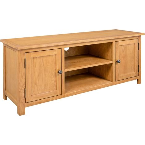 Mobile TV multimediale scaffale per televisione televisione buffet sala da pranzo soggiorno camera da letto 110 x 35 x 44 cm legno massello di rovere marrone 020025763