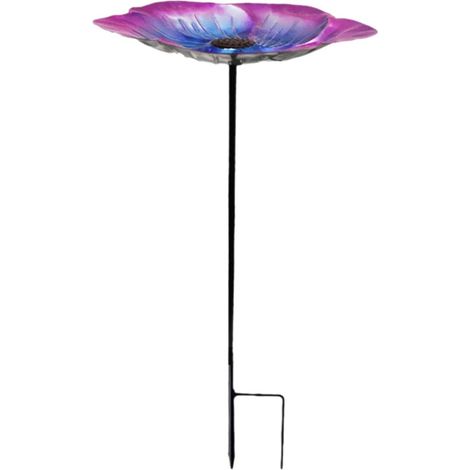 Metal Bird Bath for Outdoors – Flower Basin with Spikes – Decorative for Garden, Yard, and Lawn – Small Bird Bath, Purple (1/5)