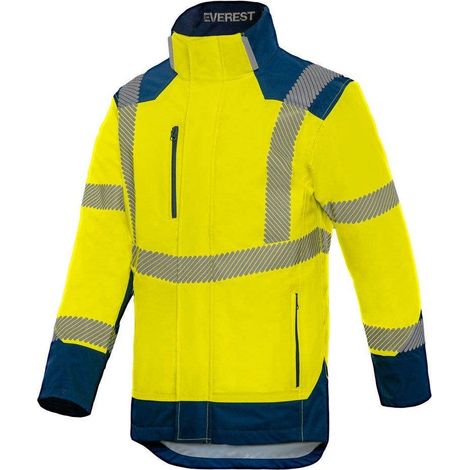 Veste de pluie HV polyester mixte Everest jaune / marine - T2S