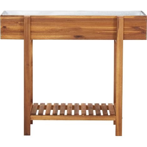 Jardinière, Pot de Fleurs d'extérieur, Lit surélevé de jardin Bois massif d'acacia et zinc OIB7548E (1/5)