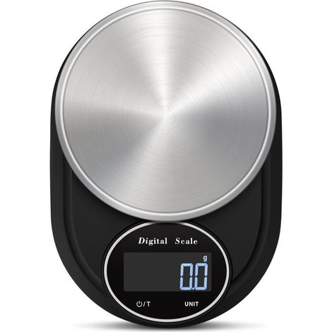 Balance de cuisine numérique 2 kg/0,1 g, acier inoxydable, noir/argent-AquaForge (1/5)