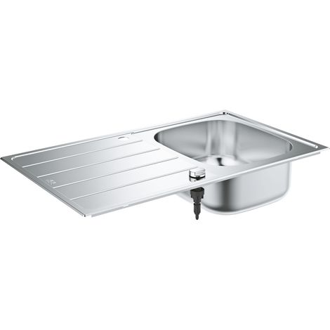 Évier 1 bac inox AISI 304 86x50 cm – Garniture de vidage automatique – Système GROHE QuickFIX – 31552SD1 (1/10)