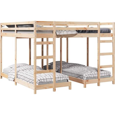 Estructura de litera triple Natural 80 / 200 x 200 cm vidaXL