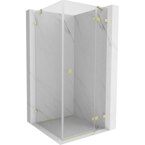 Lunar Mexen cabine de douche battante droite 80 x 80 cm, transparent, or brossé - 834-080-080-55-00-P (1/5)