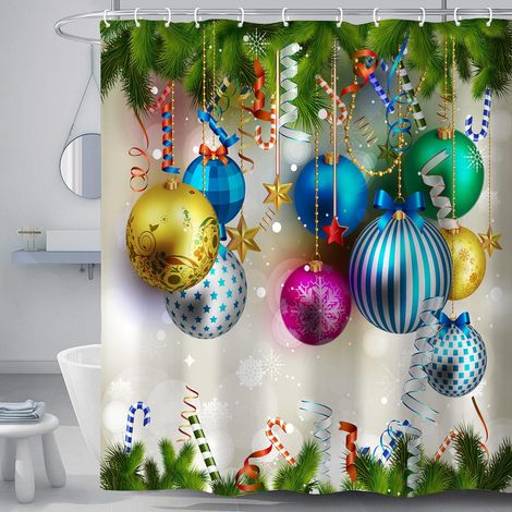 Rideaux de douche de salle de bain ensemble de rideaux de douche en polyester résistant à la moisissure avec crochets 150x180cm (1/5)