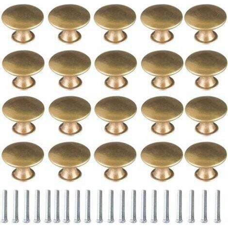 Pomos de latón para puertas – 20 unidades, estilo vintage – tiradores para muebles con forma de seta – 30 x 21 mm – aptos para cajones, armarios y cómodas. (1/4)