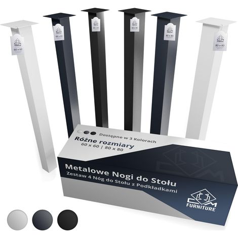 CM Furniture 4 gambe dritte nere per tavoli e banconi, altezza 72 cm, da un profilo quadrato 80x80 mm - Per tavoli da cucina e da pranzo, scrivanie, tavoli da giardino e panche - Stile loft moderno (1/5)