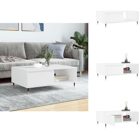 Couchtisch Weiß 90x60x35 cm Holzwerkstoff - Couchtisch - Wohnzimmerschreibtisch - Beistelltisch - Weißer Couchtisch - Holzkohletisch (1/5)