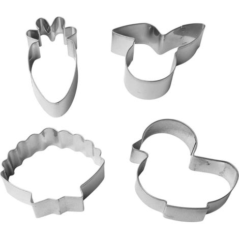 Emporte-pièce - Acier Inoxydable - Formes Lapin Canard Carotte Coquillage - Pour Pâtisserie Biscuits Pâte à Sucre - Lot de 4 (1/5)