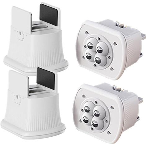 4er-Pack verstellbare Betterhöhungen, Möbelbeine mit Schraubzwinge und Seilzug, 6 cm Höhe für Sofas, Nachttische, passend für 1–4 cm quadratische/runde Stuhlbeine, weiß
