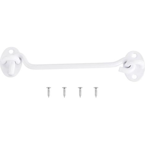 Verrou de porte de grange à crochet et œillet de 148 mm en acier inoxydable pour fenêtre, cabine, porte coulissante,blanc (1/5)