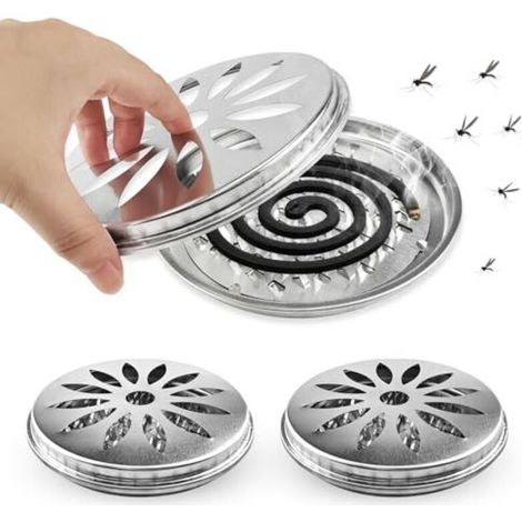 3-Piece Mosquito Repellent Coil Holder, Outdoor Mosquito Repellent Spiral Holder, Stainless Steel Mosquito Repellent Spiral Box, for Home, Garden, Camping, Fishing (1/5)