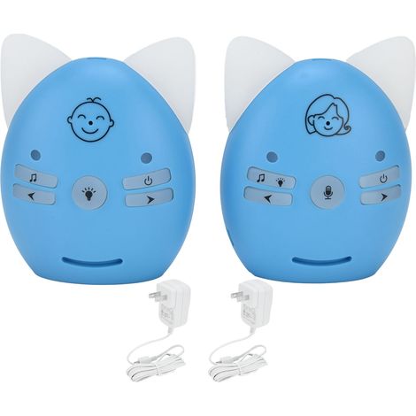 Moniteur audio numérique bébé V30, portable, sensible, détection de pleurs sans fil bidirectionnelle, écran bleu, prise US 100-240V (1/5)