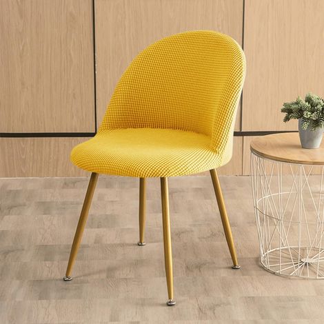 Housse de Chaise Scandinave Salle à Manger Extensible Housse Chaise Dossier Arrondi Couverture de Chaise Scandinave Lavable Protection Chaise pour Salon Cuisine Hôtel 2 Pièces Jaune (1/5)