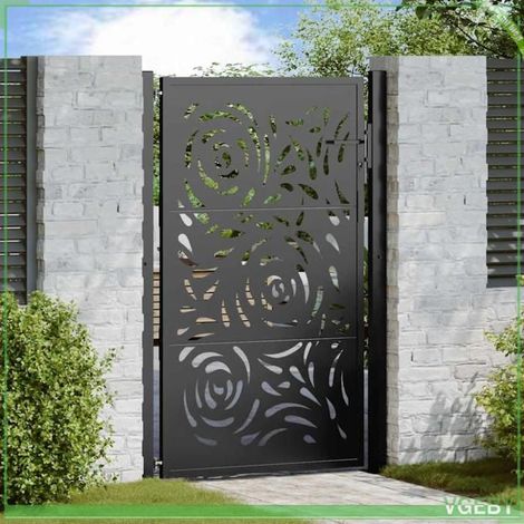 Portail de jardin - ABI - Acier noir - 110 x 155 cm - Système de verrouillage avec 3 clés (1/5)