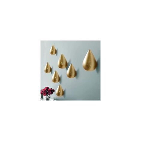 Lot de 7 Crochets pour Manteau Crochet Créatif Goutte d'Eau Décoration Murale Décoration Moderne, Doré (1/5)