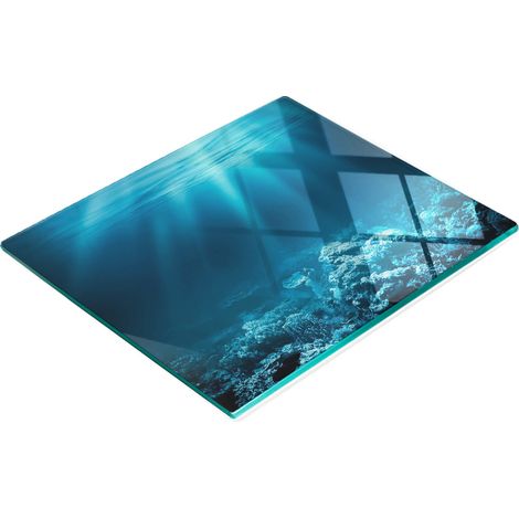 Tagliere decorativo in vetro temperato con motivo mondo sottomarino, 60x52 cm (1/5)