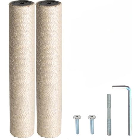 Poteau Griffoir Chat de Remplacement en Sisal Naturel - 34 cm, Compatible M8, Écologique - 2 Pièces avec Vis et Clé (1/5)