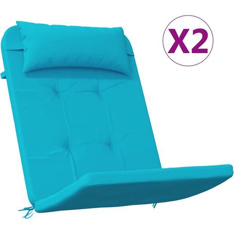 Coussins de chaise unis, 2 pièces, turquoise, 58 x 77 x 4,5 cm (1/5)
