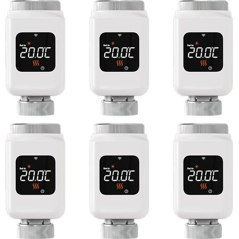 Vanne de Radiateur Thermostatique, Contrôle APP, Activation Vocale, 6PCS (1/2)