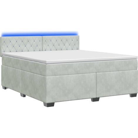 Maison Exclusive - Letto con Box Spring, Materasso e LED Grigio Chiaro Velluto (1/5)