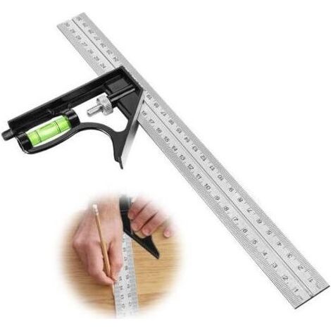 Kombinierter Winkelmesser, 300-mm-Markierwerkzeug mit Wasserwaage und praktischem Schnurzieher, ideal für Heimwerker, Messen und Markieren (1/5)
