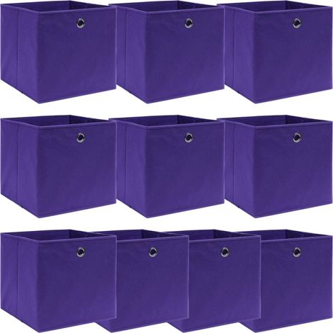 Boîtes de rangement 10 pcs Violet 32x32x32 cm Tissu