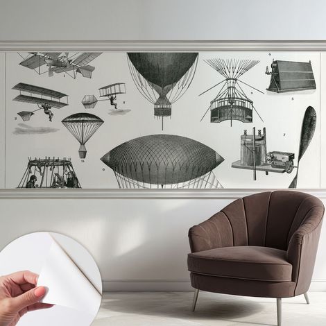 Fotomurale adesivo - murale da parete - Carta da parati autoadesiva - design parete moderno - Storia dell'aviazione 250x104 cm (1/5)