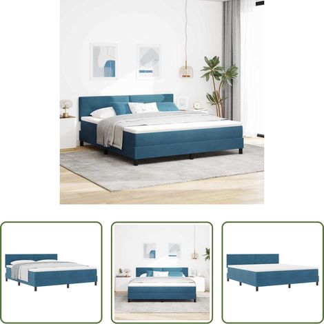 Samt -  Boxspringbett mit Matratze Dunkelblau 180 x 200 cm Samt (1/5)