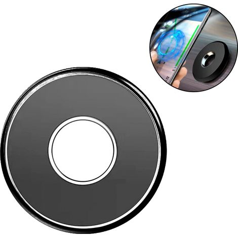 Support Magnétique Pour Téléphone - 4,2 x 4,3 cm - Adhésif - Pour Voiture Bureau Cuisine - Noir Argent - 1 Pièce (1/5)