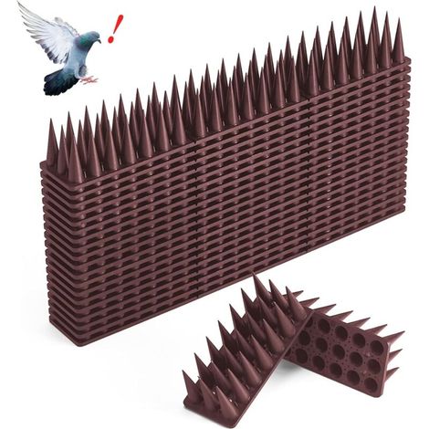 Anti Pigeon Spike, 6 Meters for Balcony, Plastic Anti Birds for Cats Sparrows, for Window, Animal Friendly Spike (20 Pieces Brown) (1/5)