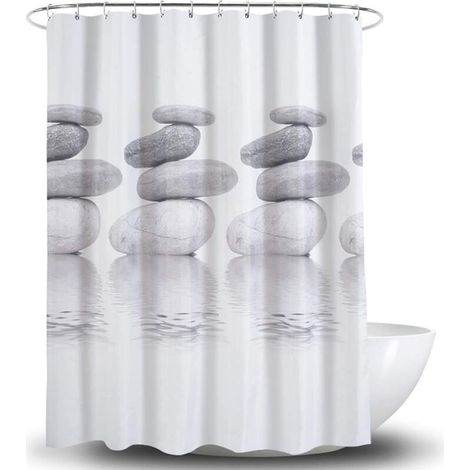 Cortina de ducha impermeable, estampado de mármol gris, tejido de poliéster lavable - 180 cm x 180 cm (1/5)
