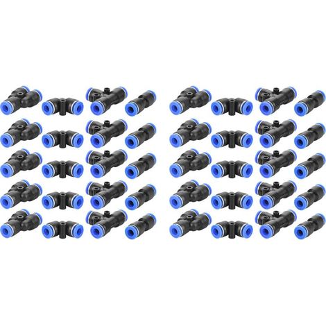 40 Pièces Raccords Pneumatiques Rapides 6mm, Connecteurs à Pousser pour Tuyaux d'Air, 4 Types Différents (1/5)