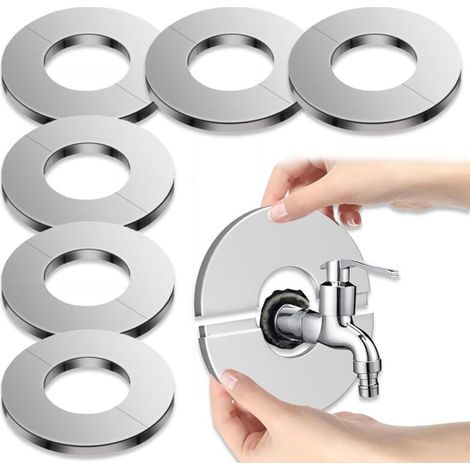 Cache tuyau radiateur en acier inoxydable – Lot de 6 rosaces de robinetterie – Installation rapide sans démontage – Résistant à la corrosion