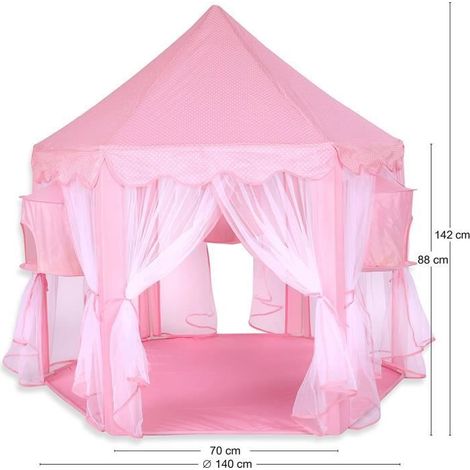 Tente de jeu Château de Princesse pour enfants - Xcool-art - Rose - 140  135cm - Pliable (1/4)