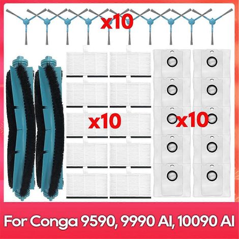 Pour Conga 9590 / 9990 / 10090 AI Spin Revolution Ultra Power Home Brosse latérale principale Filtre Sac à poussière (1/5)