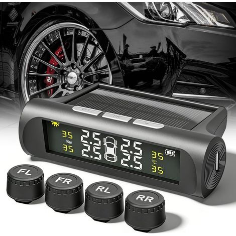 Système De Surveillance De La Pression Des Pneus, Système Solaire Sans Fil Avec Écran Lcd Couleur, 4 Capteurs De Pression Externes, Ipx7, Pression Maximale De 5 Bars Pour Camions, Caravanes (1/5)