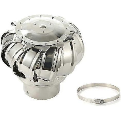 LYERCW - Extracteur de fumée rotatif en acier inoxydable à entraînement par le vent, hotte de cheminée, grille d'évacuation rotative de 110 mm, extracteur de fumée rotatif pour poêle (1/5)
