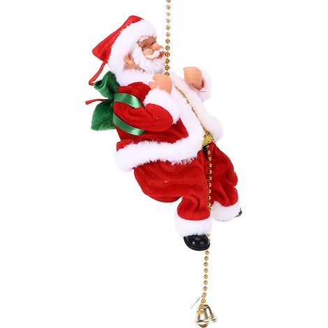 Weihnachtsmann klettert an einer Lichterkette hoch, hängende Dekoration für den Weihnachtsbaum, festlicher Schmuck, Lieferung ohne Batterien (1/5)