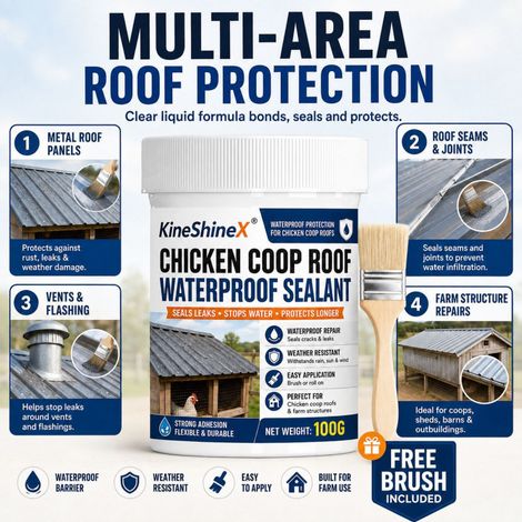 KineShineX Chicken Coop Roof Rainproof Sealant 100G Transparent Waterproof Leak Repair Adhesive for Chicken Coop Roof Cracks (1/4)