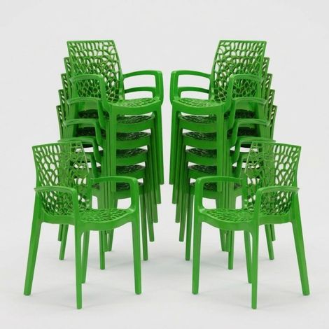 Set 22 sedie Gruvyer Arm Grand Soleil con braccioli in polipropilene lucido - Colore: Verde 2 (1/5)