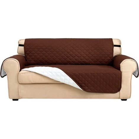 Bardusch - Housses de Canapé 2 Places Impermeable avec Accoudoirs,Réversible Protégé Canapes,Universelle,Antidérapante,Marron (1/4)