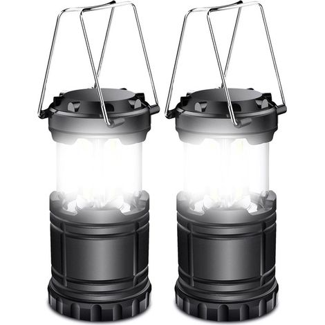 Juego de 2 linternas portátiles recargables para acampar, plegables 180° con asa, Luz exterior impermeable para senderismo, pesca (1/4)