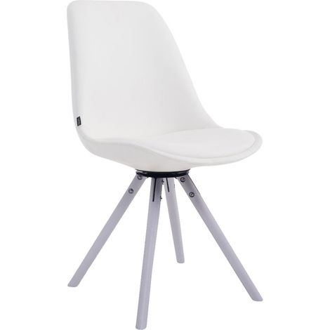Chaise visiteur x1 pivotante 360° revêtement similicuir blanc piètement bois blanc style scandinave moderne 100008701