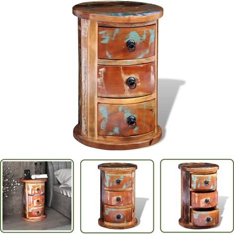 INLIFE Armoire avec 3 tiroirs Bois de récupération massif (1/5)