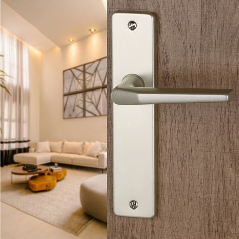 Ouvre&Déco – Poignées de porte d'intérieur CHAMONIX – Aluminium F2 – Entraxe 165 mm – Sans trou – Design élégant pour portes intérieures (1/4)