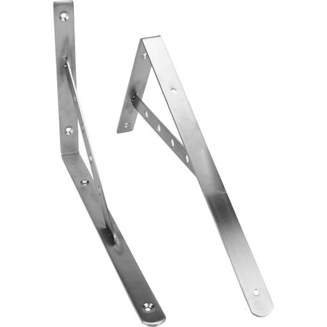Support d'étagère mural en acier inoxydable, lot de 2 équerres triangulaires pour bibliothèque et rangement, 35,5 cm (1/5)