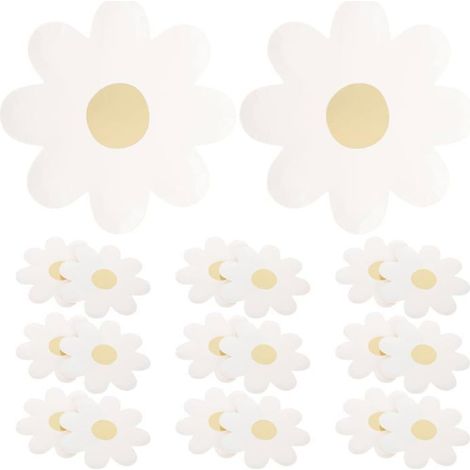 20 assiettes jetables marguerite, forme florale décorative, en carton alimentaire, 18 cm, pour anniversaires enfants et pique-niques (1/5)